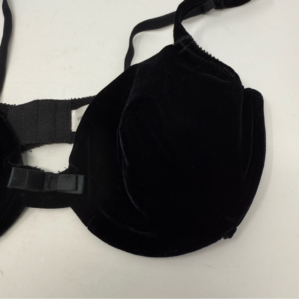 Victoria’s Secret Vintage Black Velvet Bow Bra 36C - Picture 2 of 8